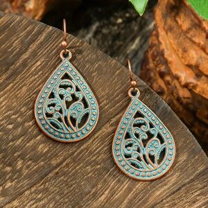 NEW The Delaney dangle Earrings Celtic Copper color Teardrop Filigree - Boutique